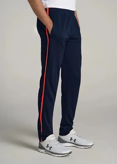 Elegant Cotton Blend Striped Regular Track Pants For Men