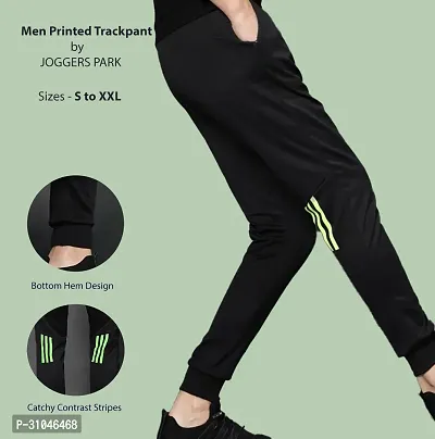 Elegant Black Cotton Blend Self Pattern Joggers For Men-thumb0