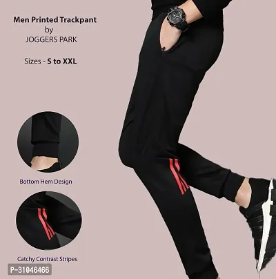 Elegant Black Cotton Blend Self Pattern Joggers For Men-thumb0