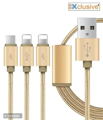 Xclusive plus High Quality Braided 3in1 Data Cable For all Smartphones-thumb0