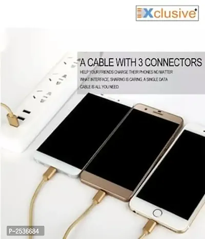 Xclusive plus High Quality Braided 3in1 Data Cable For all Smartphones-thumb2