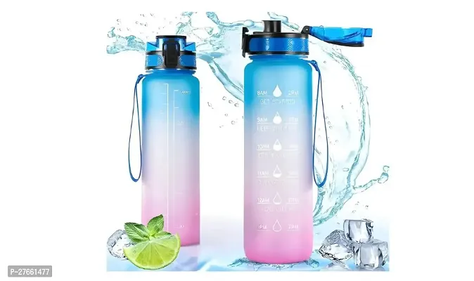 Water Bottles Leakproof Unbreakable Bottle with Motivational Time Marker 1 Litre-thumb0