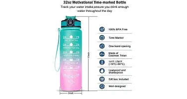Water Bottles Leakproof Unbreakable Bottle with Motivational Time Marker 1 Litre-thumb1