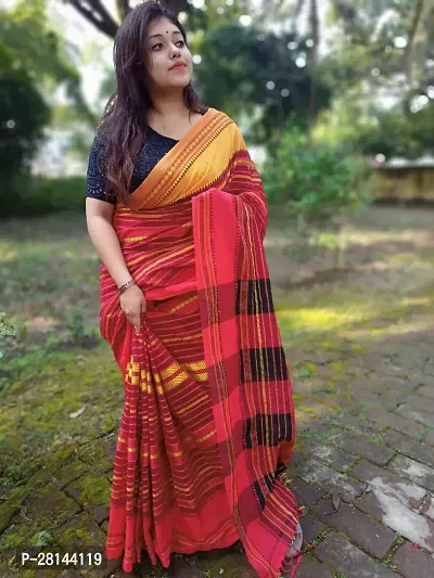 Beautiful Cotton Self Pattern Saree with Blouse piece For Women