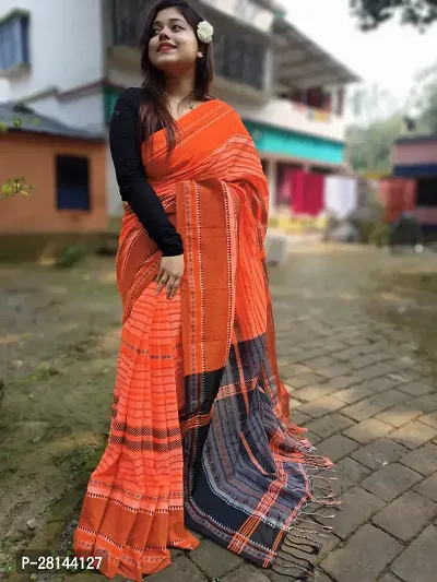 Beautiful Cotton Self Pattern Saree with Blouse piece For Women