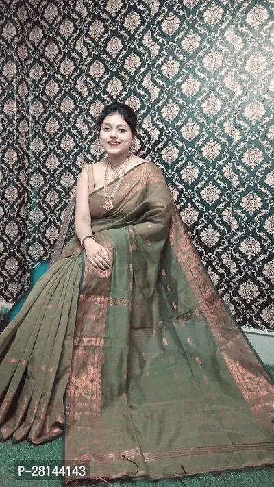 Beautiful Cotton Silk Zari Saree with Blouse piece For Women