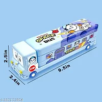 School Pencil Box for Girls and Boys Compass Box for Girls with Wheel, Stylish School Bus ans Train Geometry Box-thumb1