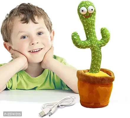 Dancing Cactus Plush Toy USB Charging,Sing 120pcs Songs,Recording,Repeats What You say and emit Colored Lights,Gifts (Talking Cactus)