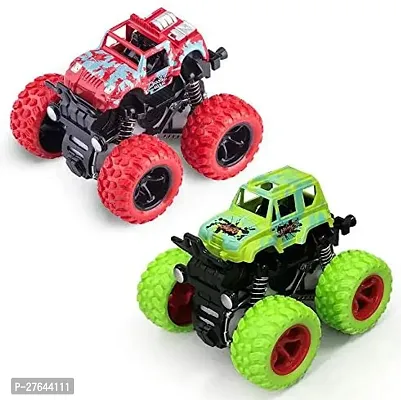 PACK OF 2 PCS Monster Truck Friction Powered Cars Toys, 360 Degree Stunt 4wd Cars Push go Truck for Toddlers Kids Gift)(-thumb0