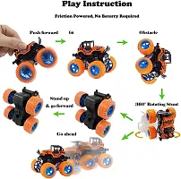 PACK OF 2 PCS Monster Truck Friction Powered Cars Toys, 360 Degree Stunt 4wd Cars Push go Truck for Toddlers Kids Gift)(-thumb2