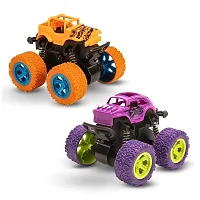 PACK OF 2 PCS Monster Truck Friction Powered Cars Toys, 360 Degree Stunt 4wd Cars Push go Truck for Toddlers Kids Gift)(-thumb3