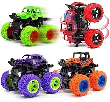 PACK OF 2 PCS Monster Truck Friction Powered Cars Toys, 360 Degree Stunt 4wd Cars Push go Truck for Toddlers Kids Gift)(-thumb1