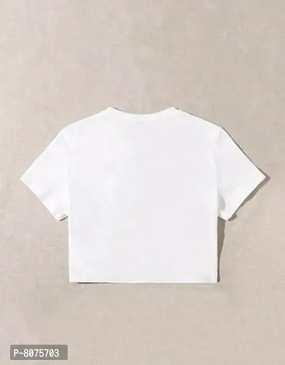 Trendy Cotton Blend Crop Top T-Shirt For Women-thumb2