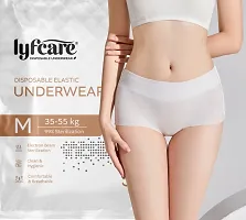 Lyfcare Women Disposable Elastic Underwear white Panty|M-size 35-55Kg|Pack-4|12 Pcs-thumb2