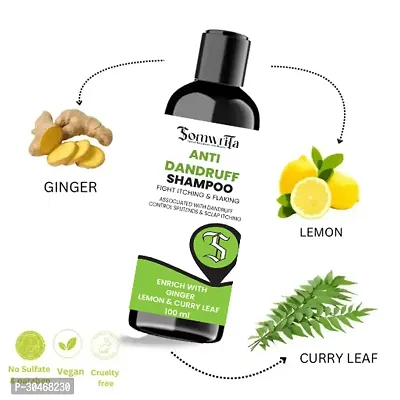 Professional Anti Dandruff Shampoo Enrich with Ginger, Lemon  Curry Leaf for Scalp Itchiness, Flaking and Dandruff Control- 100ml-thumb3