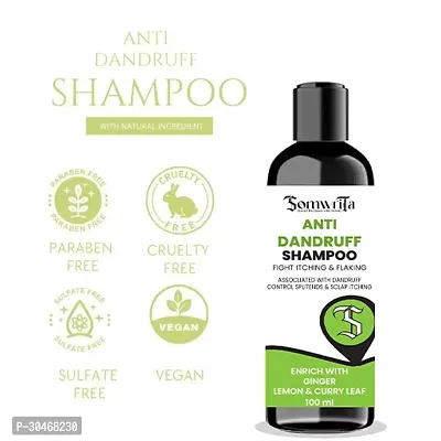 Professional Anti Dandruff Shampoo Enrich with Ginger, Lemon  Curry Leaf for Scalp Itchiness, Flaking and Dandruff Control- 100ml-thumb2