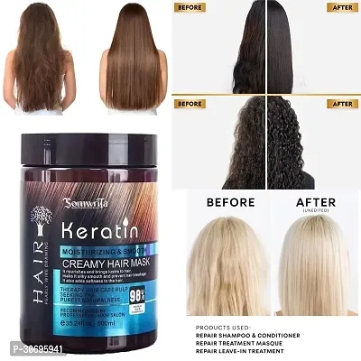 Professional Keratin Cream Hair Mask Moisturizing  Smoothing for Dry Damaged Pack of 1(500gm)-thumb0