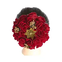 GadinFashion? Artificial Flower Juda Hair Gajra for Girls Hair Styling (Pack of-01,Color-Red)-thumb1