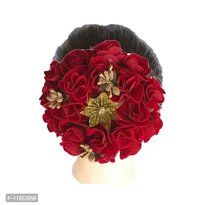 GadinFashion? Artificial Flower Juda Hair Gajra for Girls Hair Styling (Pack of-01,Color-Red)-thumb2