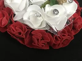 GadinFashion? Flower Gajra Hair Bun Decoration Full Bun Gajra/Juda For Women/Girls Color-Red & White Pack Of 1-thumb2