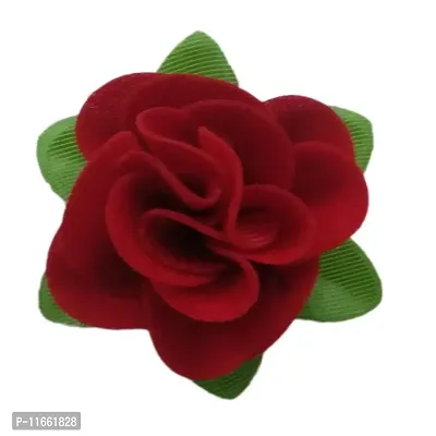 GadinFashion Fashion Red Fabric Rose Flower Hair Clip For Women (Pack Of 2)-thumb0