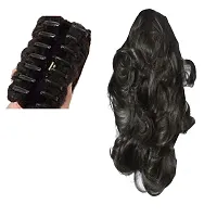 GADINFASHION Step Cutting Plastic Clutcher Synthetic Straight-Curls Ponytail Hair Extension Wig for Women/Girl (Black, 22 Inches)-thumb1