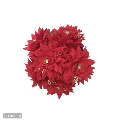 GadinFashion? Flower Gajra Artificial Juda Hair Bun Gajra Accessories for Women, Red, Pack of 01