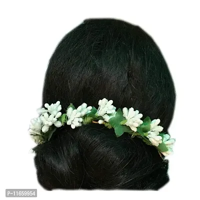 GadinFashion Set of 2 Fancy White Hair Gajra, Flower Juda Gajra | Hair Accessories for Women & Girls-thumb2