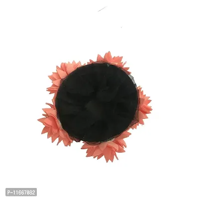 GadinFashion? Fabric Flower Gajra Bun Artificial Juda Hair Bun Gajra Accessories for Women, Peach, Pack of 01-thumb2