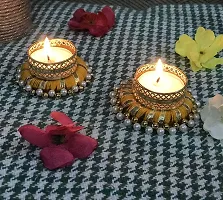 Gadinfashion? Decorative Diya Tealight Candle Holder/Diwali Decoration/Office Decoration Set of 6, Yellow-thumb1