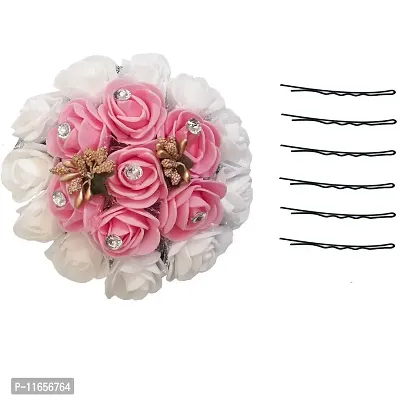 GadinFashion? Flower Gajra with 06 Bob pins Flower Gajra Hair Accessories For Women and Girls Multicolor