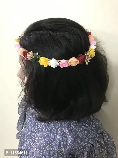 Gadinfashion?Floral Handmade Tiara for Girls and Women Head Crown, Multicolor, Pack of 01-thumb3