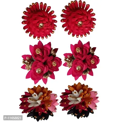 GadinFashion? Artificial Flower Juda Hair Pins/Clip for Girls Hair Styling (Pack of-06,Color-Multi)