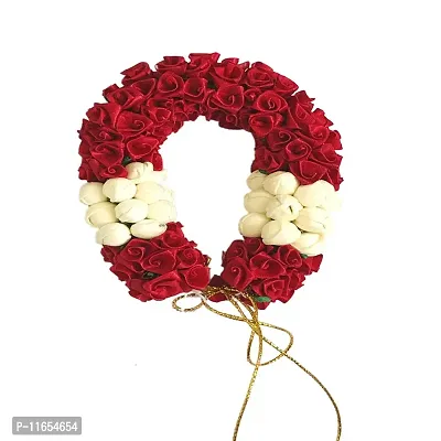 GadinFashion™ Artificial Flower and Mogra Gajra Juda/Accessories Bun For Women, Girls, (Color-Maroon,White), Pack-01