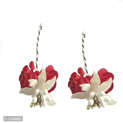 GadinFashion? Artificial Flowers Hair Clips/Pins For Women's and Girls Hair Accessories, Pack-2 (Red)-thumb0