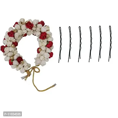 GadinFashion™ Mogra Bun/Juda Maker with 06 Bob pins Flower Gajra Hair Accessories For Women and Girls Multicolor