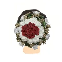 GadinFashion? Stylish Full Juda Bun Hair Flower Gajra for Wedding and Parties Use for Women in Red & White Color Pack of 1-thumb1