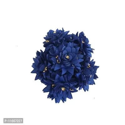 GadinFashion? Fabric Flower Gajra Bun Artificial Juda Hair Bun Gajra Accessories for Women, Blue, Pack of 01