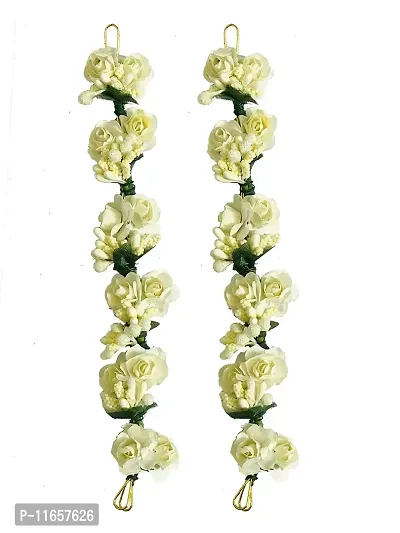 GadinFashion? New Artificial Flower Gajra Juda/Accessories Bun For Women, Girls, Color-Cream(Off White), Pack-02