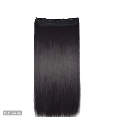 GadinFashion?5 Clip Straight Synthetic Hair Extensions For Women/Girls/Wedding Accessories (Natural Black, 24 Inches)