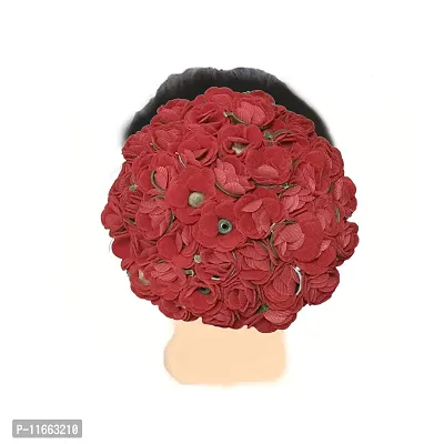 GadinFashion? Artificial flower Full Juda Bun/Gajra Hair Flower Gajra for Wedding and Parties Use for Women in Red Color Pack of 1-thumb3