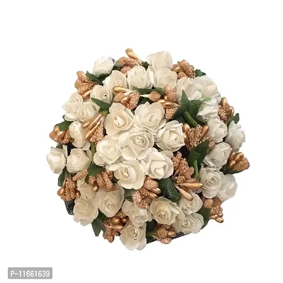 GadinFashion? Stylish Full Juda Bun Hair Flower Gajra for Wedding and Parties Use for Women in white Color Pack of 1