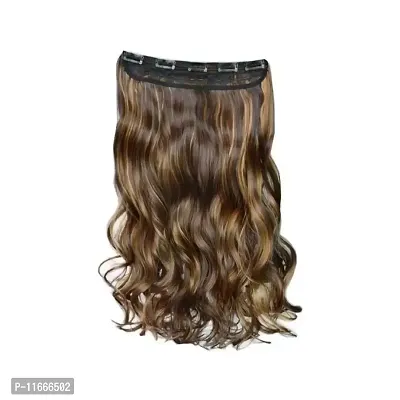 GadinFashion 5 Clips Curly And Wavy Brown Highlighted Hair Extension/Braid Hair Accessories For Women/Girls