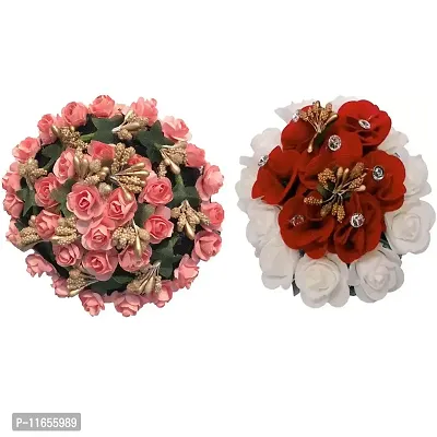 GadinFashion? Full Juda Bun Hair Flower Artificial flower gajra Combo for Wedding and Party
