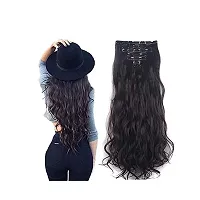 GadinFashion (6 Pcs) 14 Clips Curly Head Hair Extensions For Women Real Hair And Hair Extensions For Girls To Increase Instant Length And Volume (Black)-thumb1