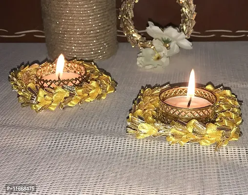 Gadinfashion? Tealight Candle Holder, Diwali Candle Holder for Home Decoration, Best Gift for Diwali Decor, Party Decoration, Yellow, Set of 2-thumb0