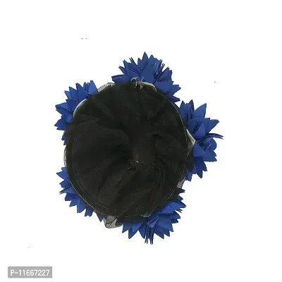 GadinFashion? Fabric Flower Gajra Bun Artificial Juda Hair Bun Gajra Accessories for Women, Blue, Pack of 01-thumb2