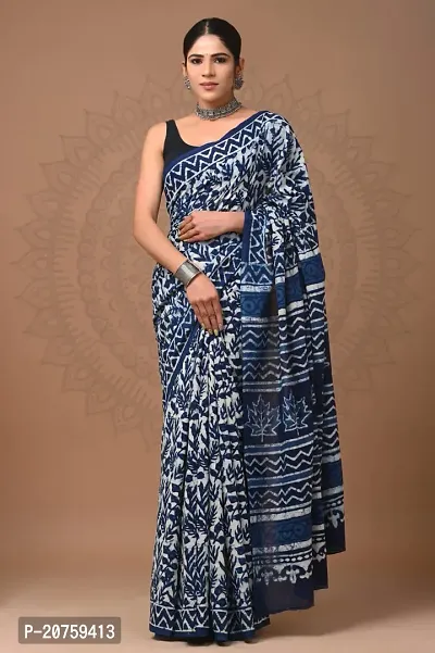 Beautiful Multicoloured Cotton Saree With Blouse Piece For Women-thumb0