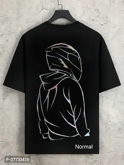 Stylish Cotton Black Printed T-Shirt For Men-thumb2