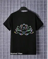 Classic Black Cotton Round Neck Printed Tees For Men-thumb2